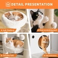 thumbnail image 4 of OUYAWEI Cat Tree with Litter Box Enclosure Wooden Condo Platform Hammock Pompoms Scratching Posts All-in-One Gray, 4 of 8