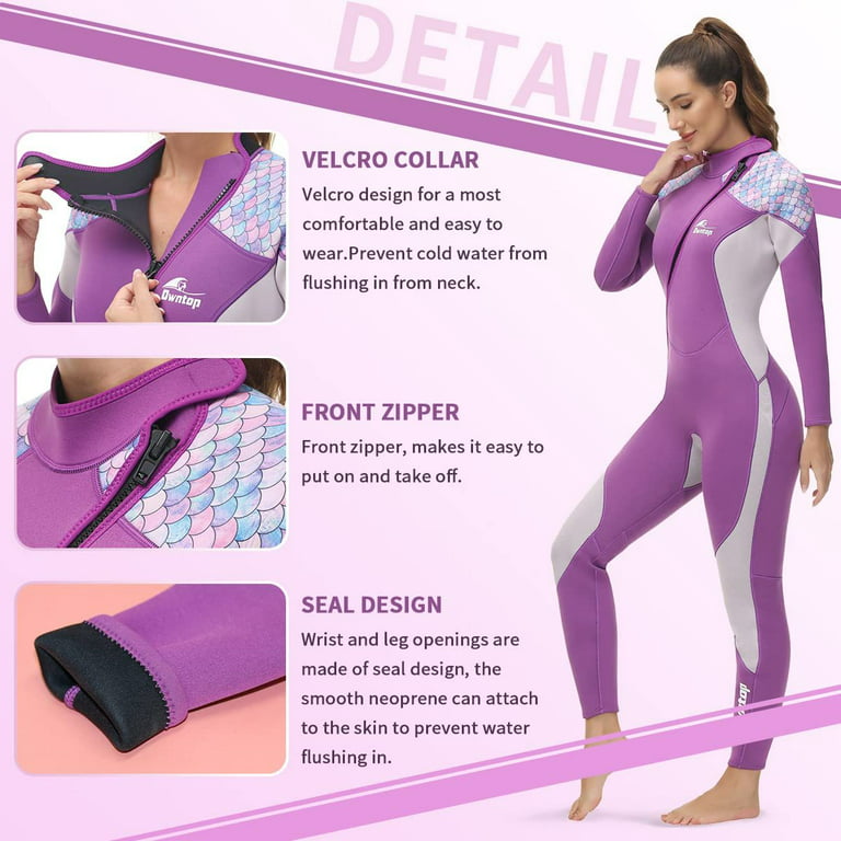 Full Body Neoprene Women Wetsuit Snorkeling Swimming Diving Wet Suit for  Water Sports Front Zipper Wetsuits for Women