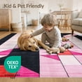 thumbnail image 4 of ODIKA 4'x6' Washable Area Rug Pet Friendly, Non-Shedding Pink Geometric Abstract Mosaic Contemporary Triangular Motif for Bedroom, Reading Nook, 4 of 7