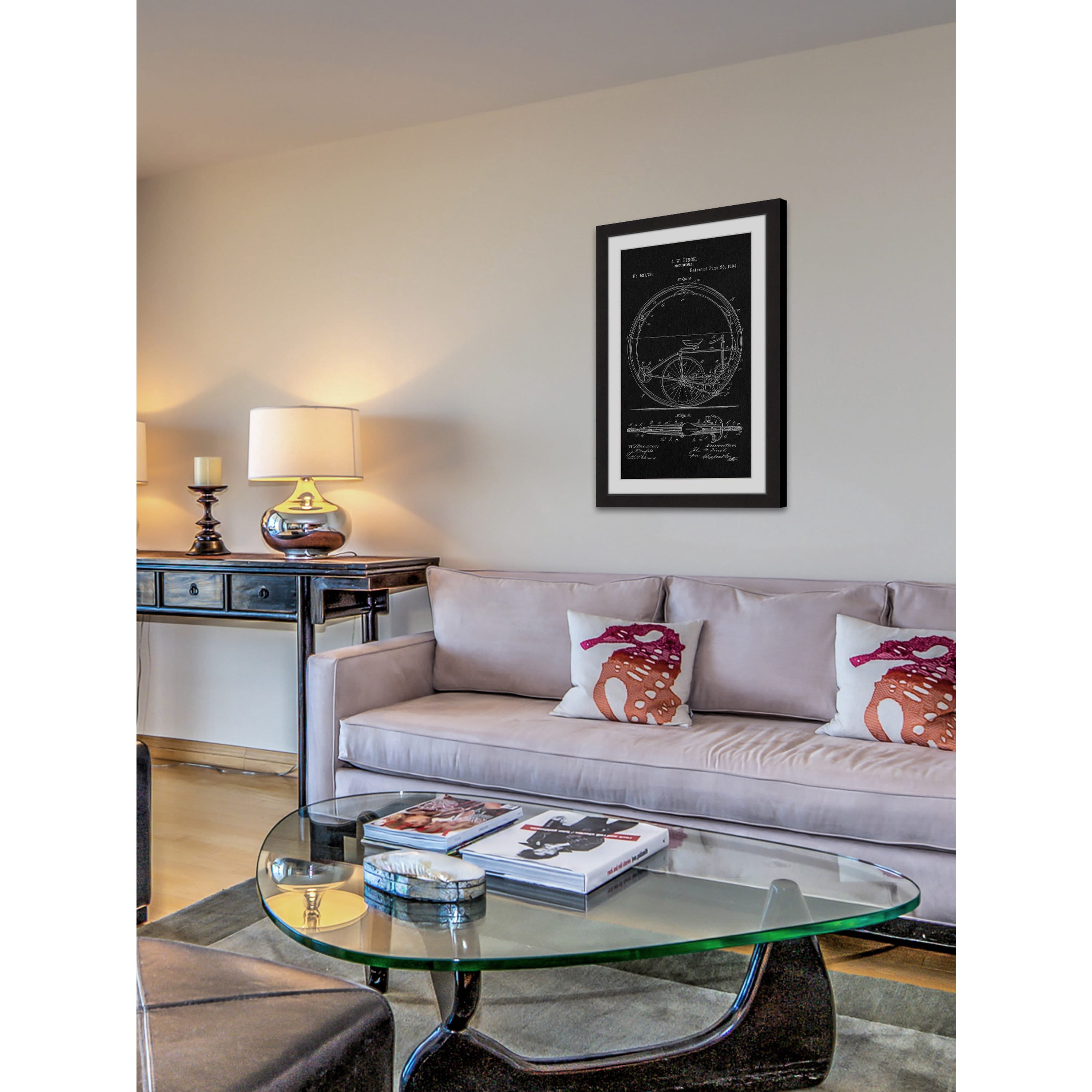 "Monocycle 1894 Black Paper" Framed Painting Print