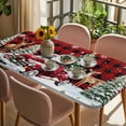 thumbnail image 3 of Christmas Truck Table Cloths for 6 Foot Rectangle Tables, Winter Snowflakes Xmas Tree Deer Red Black Patio Waterproof Elastic Fitted Tablecloths, Washable Rectangular Table Cover for Camping, 3 of 8