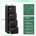 thumbnail image 3 of MIIIKO 4 Drawer File Cabinet,Metal Vertical Filing Cabinets with Lock,Storage A4/F4/Letter/Legal for Home Office-Assembly Required (4 Drawer-Black), 3 of 6