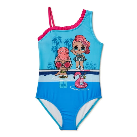 LOL Surprise! Girls One Shoulder One Piece Swimsuit, Sizes 4-7
