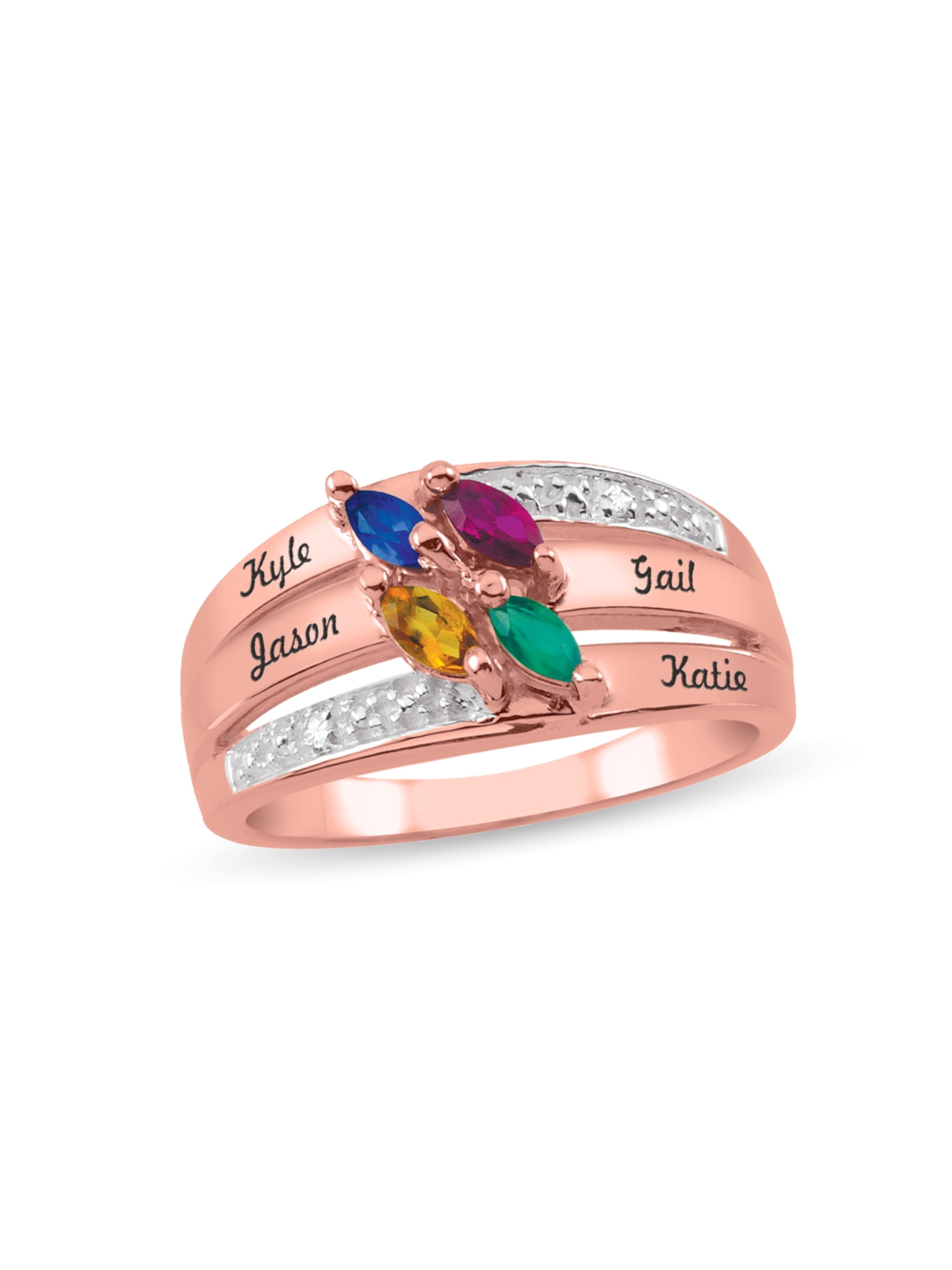 Personalized Engravable Birthstone Ring in 14K Gold by Jewlster