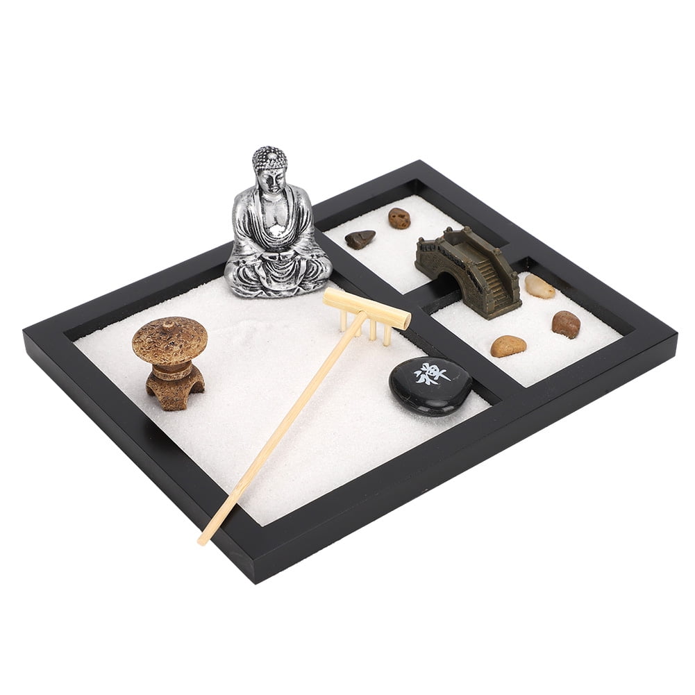 Octpeak Sand Tray Decoration, Zen Garden Office Table Mini Zen Sand Garden Kit Tabletop Buddha