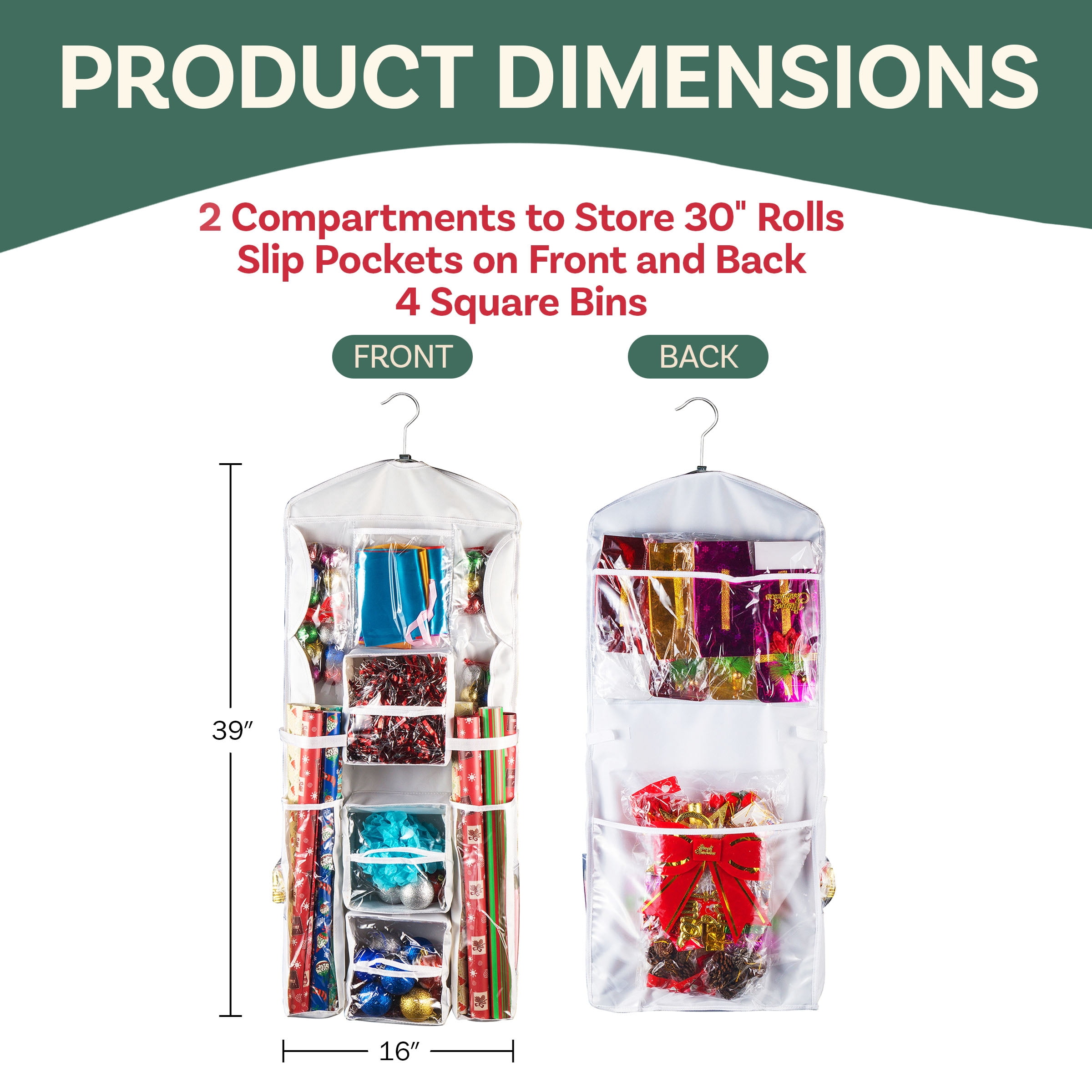 Elf Stor Wrapping Paper Storage Organizers- 2 Pack