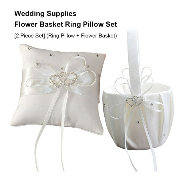 2PCS/Set Wedding Ring Pillow Cloth Decoration Bridal Flower Basket Fashion Exquisite Festival Ribbon Photography Personalized Anniversary