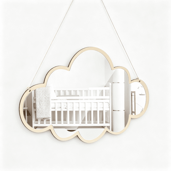 LQSEO 3D Acrylic Cloud Mirror Kids Safety Non-Glass and Unbreakable Hanging Mirror for Kid'S Boys Girls Playroom Bedroom Bathroom Wall Decor 14.9" Fun Cloud Mirror