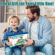 Toy Car for Kids, 5 in 1 Elephant Slide & Parking with 4 Push and Go Toy Cars, Toys for 2-3 Year Old, Toddler Toy Car, Learning Educational Toys for Boys Girls Best Birthday Gifts