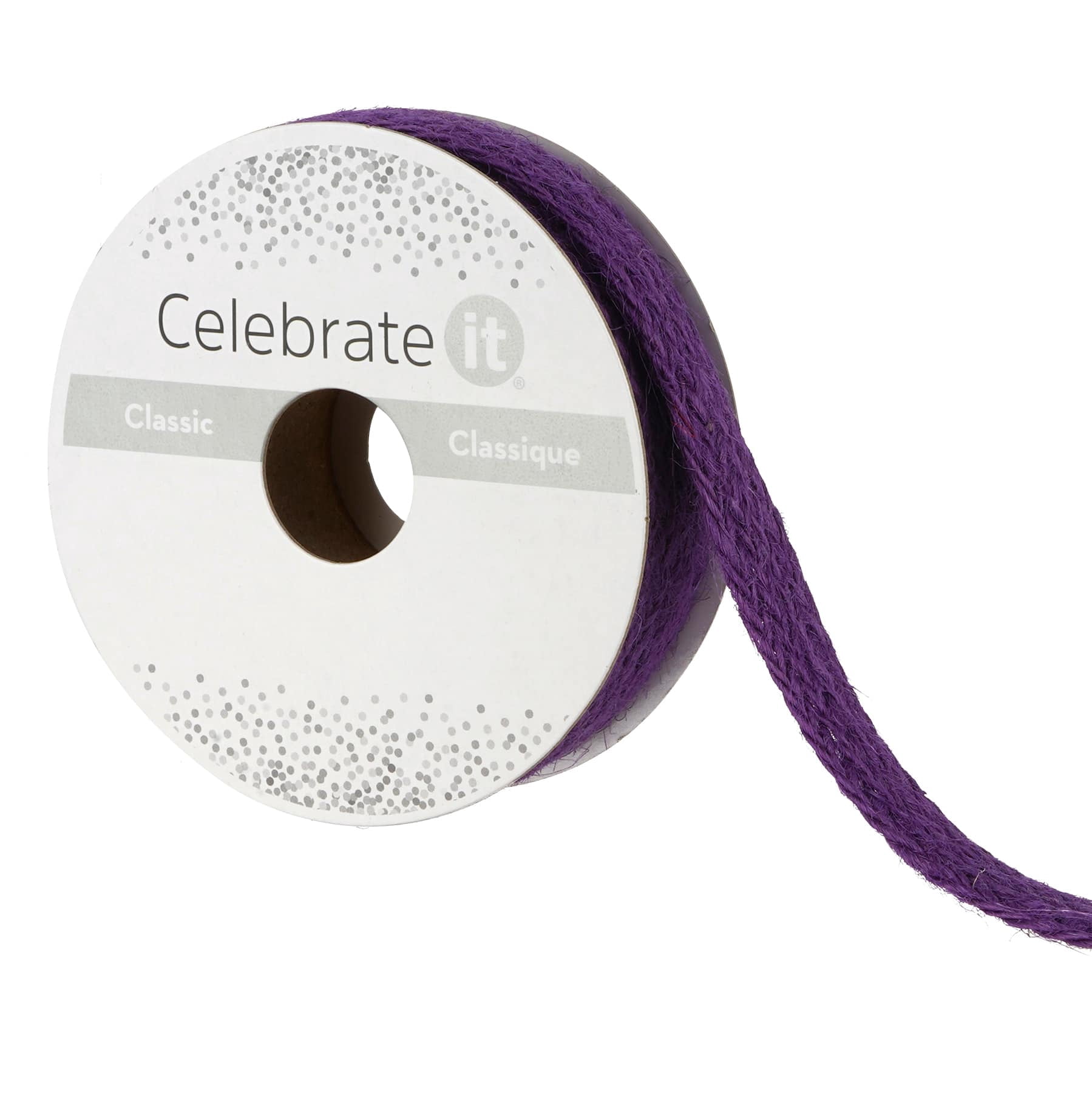 Celebrate It 7/16" x 7yd. Purple Jute Ribbon - Braided, Non-Wired, Ideal for Gift Wrapping, Baskets & Rustic Decor, 12 Pack