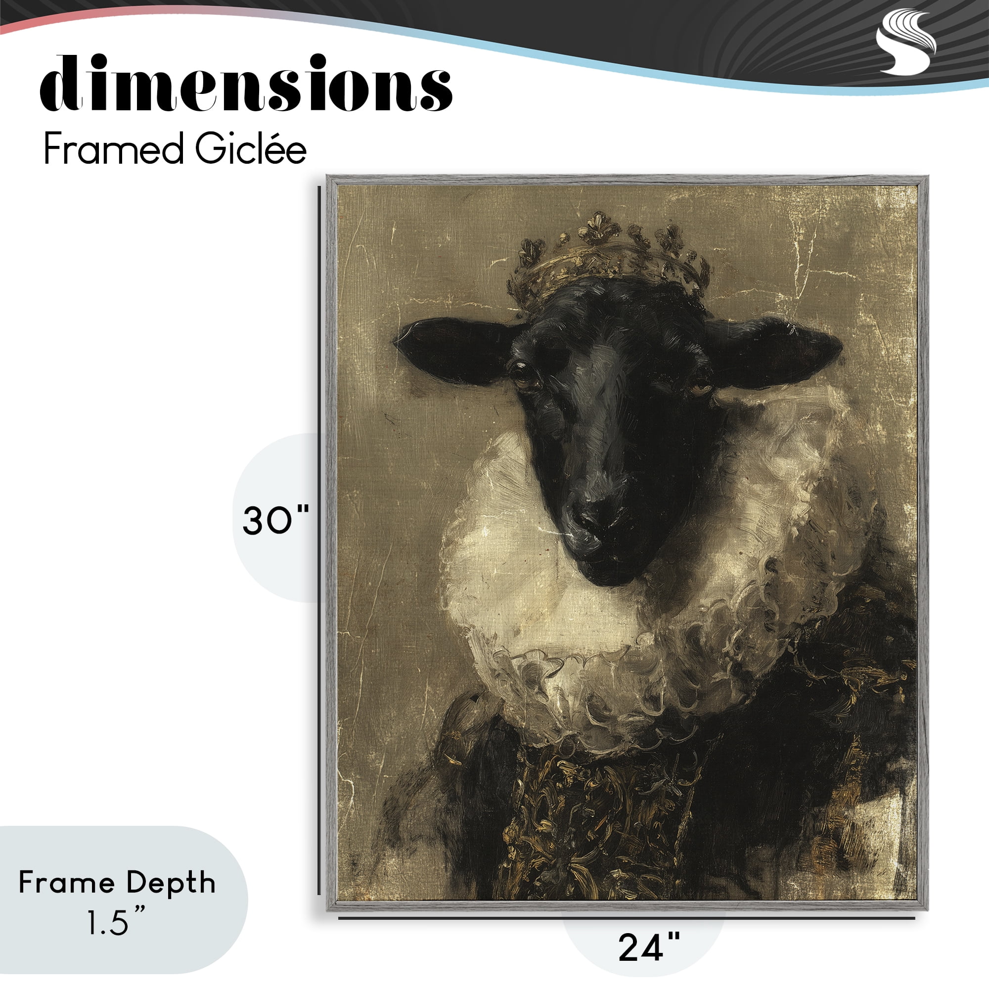 Stupell Industries Noble Ram Portrait Gray Framed Giclee Art, design by Svetlana Aleynikova