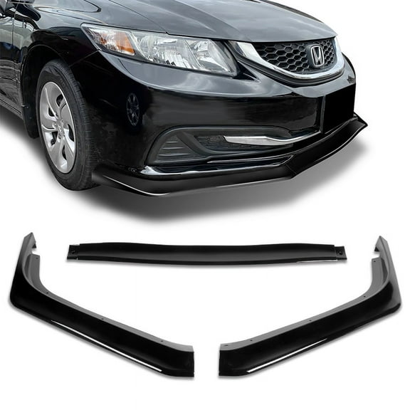 Stay Tuned Performance For 2013-2015 Honda Civic Sedan Painted Black Aero-Style Front Bumper Body Lip