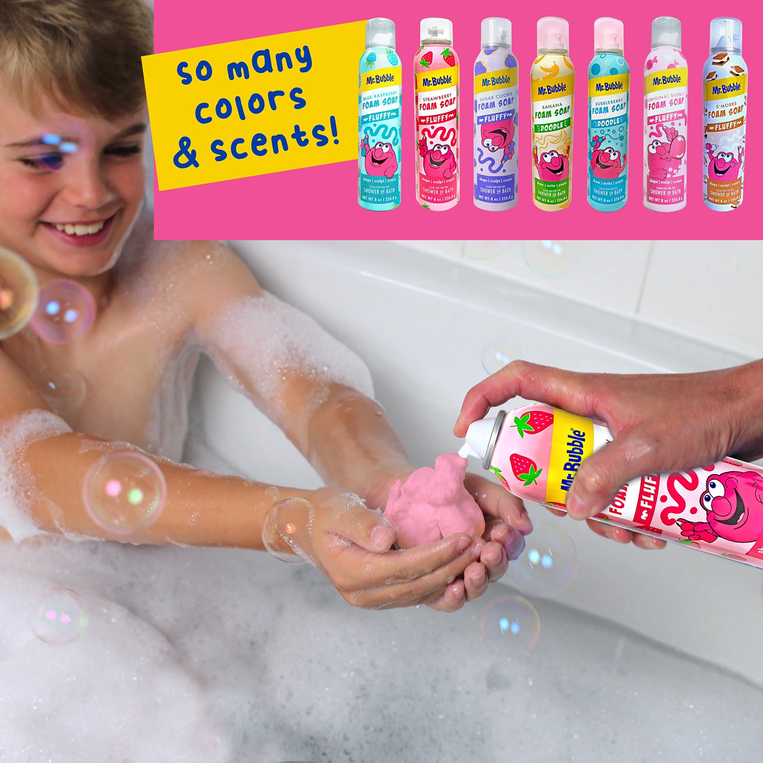 Mr. Bubble Foam Soap Twin Pack with Frosting & Nozzles, Rotating Sensory Colors & Scents, 16 oz
