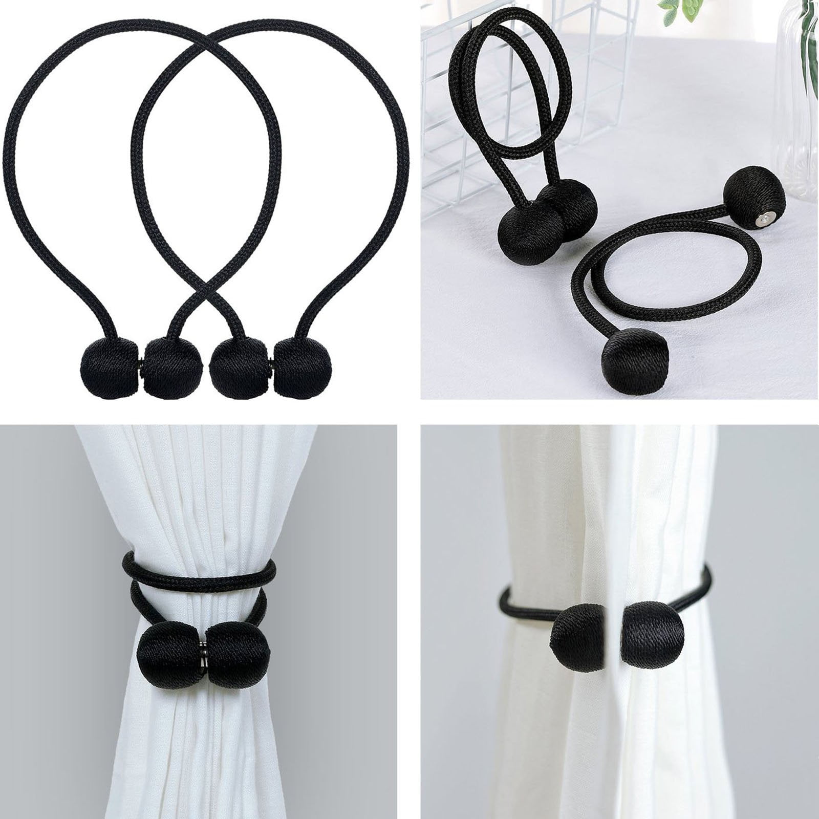 Efavormart Pack of 2 Black Curtain Tie Backs for Window Curtains and Drapes Tiebacks