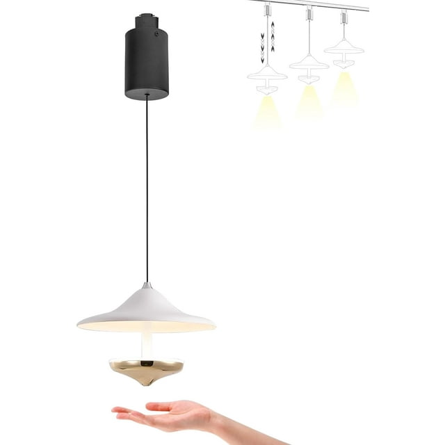 FSLiving Lampe de Piste Réglable en Hauteur Type J Rétractable avec Contrôle à Main et Gradation Continue pour Intérieur, Blanc Monet - 1 Pack