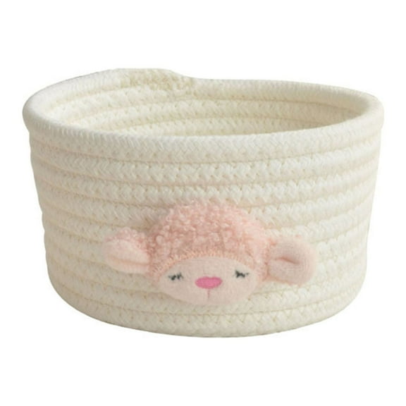 LHWEN Small Cotton Basket Round Mini Flower Rope Woven Storage Basket Suitable for Baby Toys Home Organizing Pure Cotton Rope Handmade Perfect for Books Magazines Toys Etc Children Friends and Family