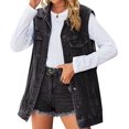 thumbnail image 1 of Veste en Jean Sans Manches pour Femmes Gilet Boutonné Mi-Long, 1 of 5