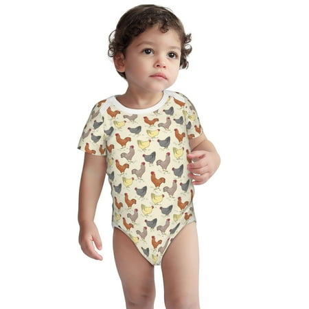 

Fotbe Funny Chicken Pattern Unisex-baby Short-sleeve Bodysuit Short Sleeve Bodysuits One-piece 100% Organic Cotton for Infant Baby Boys Unisex-12 Months