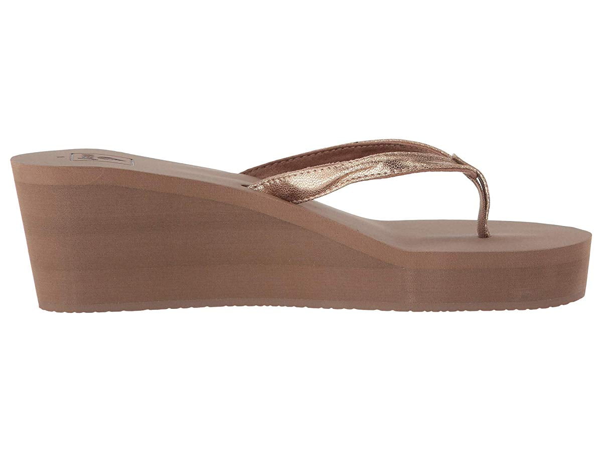 Reef Cushion Butter Flatform Flip-Flops ($46) ❤ liked on Polyvore featuring  shoes, sandals, flip flops, brown, brown wedge sandals, reef shoes, brown  shoes, wedges shoes and wedge heel sandals