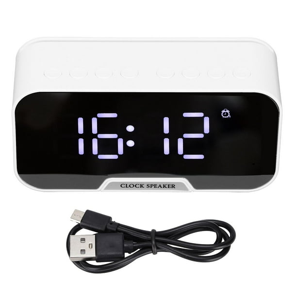 D-88 Multifunctional Bluetooth Speaker, Portable, Dual Alarm Clock Function, Ideal for Bedroom or Office, White