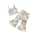 thumbnail image 6 of Qiylii 2Pcs Toddler Girl Outfits, Floral Print Tank Tops + Flare Pants, 6 of 6