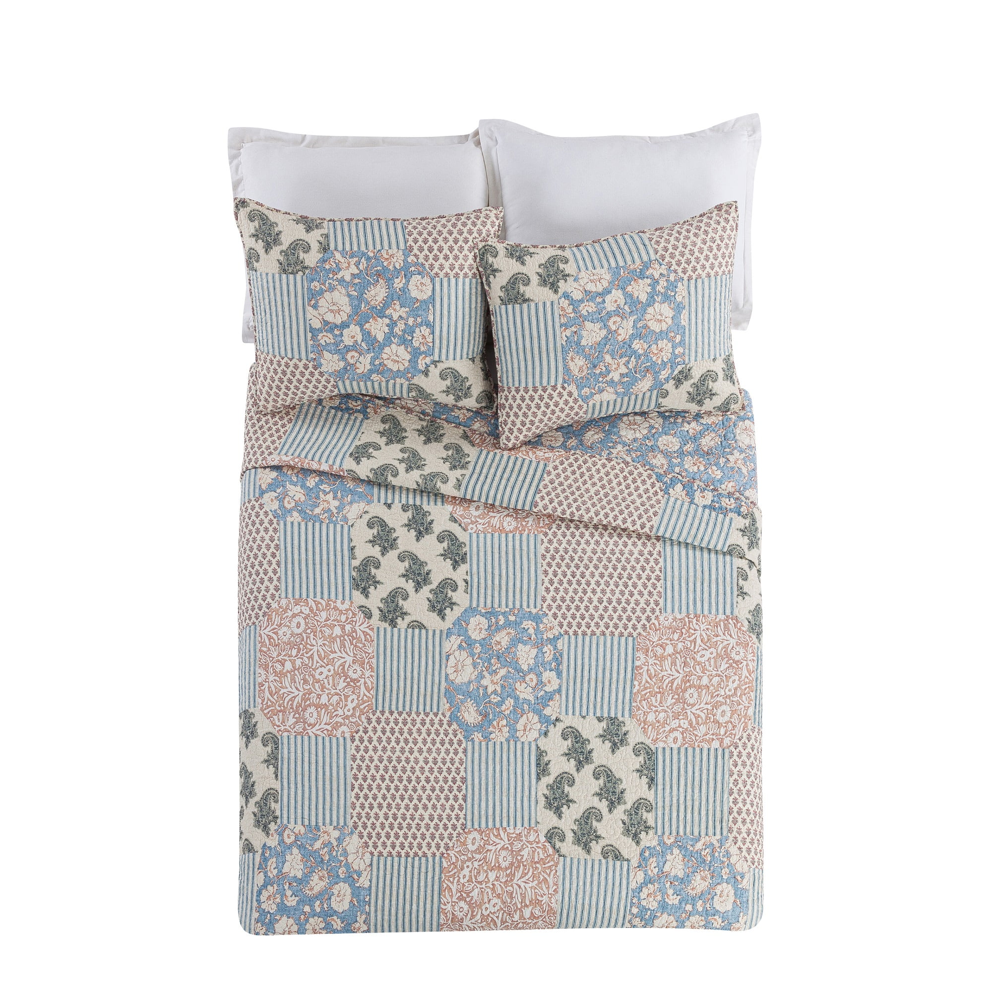 Mary Jane Farm Provencal Rose Blush 3-Piece Quilt Set, Full/Queen