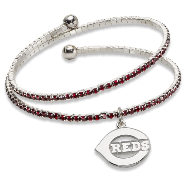 Cincinnati Reds Amped Logo Crystal Bracelet Logoart Mlb Red