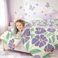 thumbnail image 4 of meiyoeat Purple Floral 7-Piece Twin Bedding For Girls,Cartoon Floral Print Bedding Comforter Set,Purple Cream,Light Gray Reversible, 4 of 7