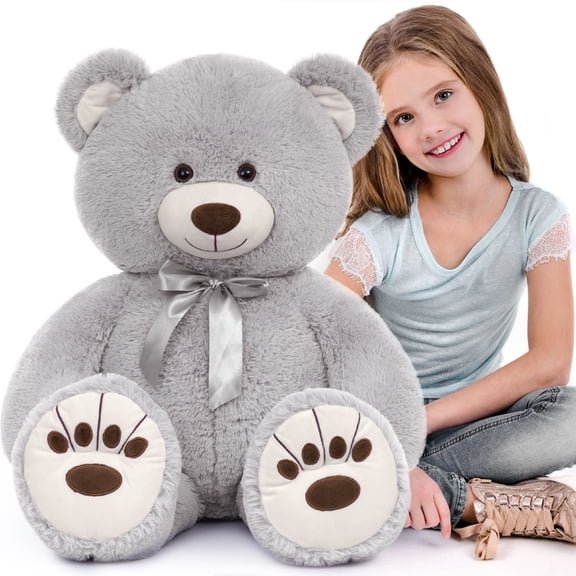 Muiteiur 35.4" Teddy Bear Stuffed Animal, Giant Gray Bear Plush Toy