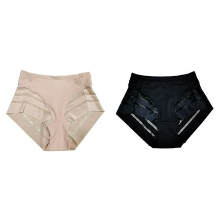 (2-Pack) 2025 New Women s Sheer Striped Mesh Lacy Panties Set Briefs High Spring Comfort Dress Ice Silk Panties Womens Small Couples Matching Underwear Lace Panties for Women Plus Size