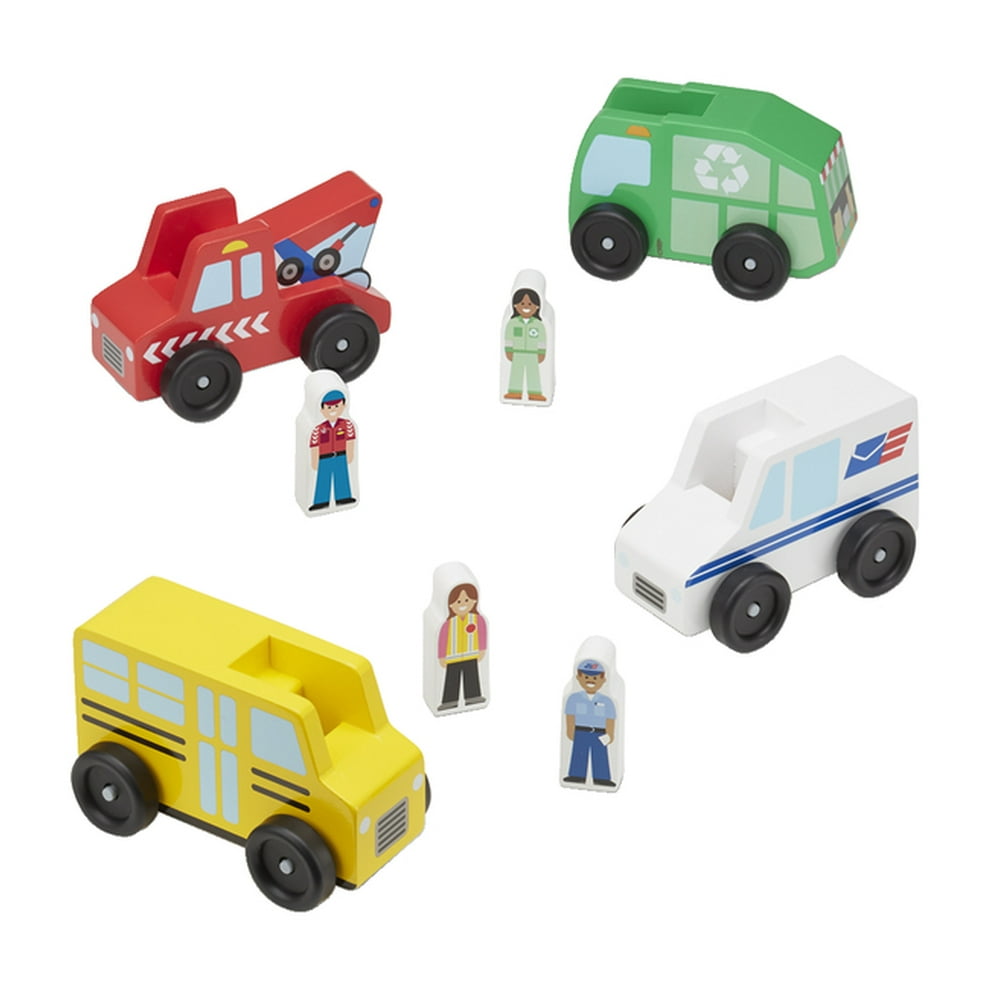 Melissa and Doug Community Vehicles Play Set with 4 Vehicles and 4 Play Figures - Walmart.com