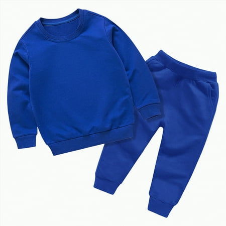 Futezty Toddler Boys Girls Clothes Fall Winter Outfit Sets Baby Boy Girl Long Sleeve Crew Neck Solid Color Stretch Waistband 6M 12M 24M 2T 3T 4T 5T 2 Pcs Top Pants Set
