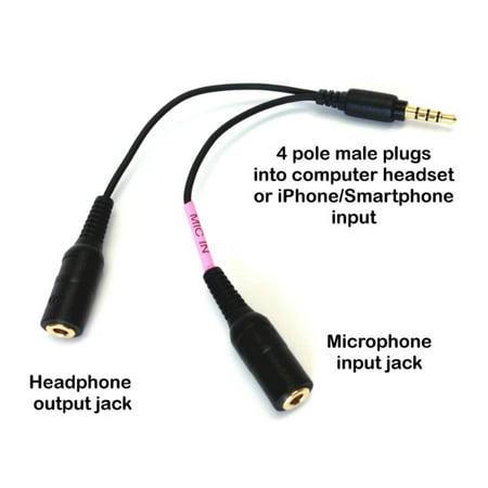 SP-IPHONE-CABLE-1 - Sound Professionals - Microphone and Headphone audio breakout/splitter cable for iPod Touch, iPhone, iPad and other