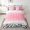 thumbnail image 2 of Homewish Cheetah Print Girl 7 Pieces Bedding Comforter Set,Black Pink Grey Full Bedding Set Lightweight,Bling Glitter Fitted Sheet Flat Sheet,Microfiber Bedroom Decor,Reversible, 2 of 8