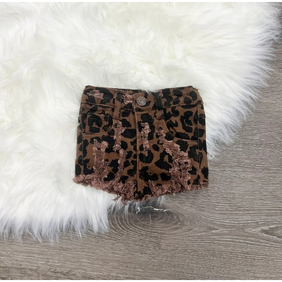 Brown Leopard Shorts