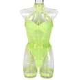 thumbnail image 4 of HUPOM Underwear for Women Mid Waist Belt Jumpsuit Sleep Bodysuit on Clearance Mint Green Size S, 4 of 9