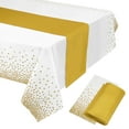 thumbnail image 1 of Unique Bargains Gold Table Runner w White Disposable Plastic Tablecloths 54 x 108' Gold Dots for Wedding Parties 1 Set, 1 of 7