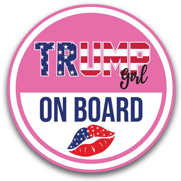 Magnet Me Up Trump Girl on Board Car Magnet Decal, 5 Inch Round, Pink, Lip