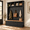 Black, variant on Farmhouse Hall Tree with Storage Bench, Entryway Coat Rack with 6 Hooks, Open Shelves and 4 Enclosed Shoe Cabinets, Mudroom Entryway Organizer with Walnut-Style Bench
