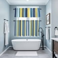thumbnail image 3 of Blue Stripe Kitchen Curtains Sets for Windows 24 Inch Length, Yellow Colorful Striped Modern Abstract Rod Pocket Window Treatments Tier Curtains and Valances Set for Bedroom/Bathroom, 3 of 8