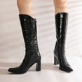thumbnail image 2 of Ketyyh-chn99 Boots for Women Fashion Knee High Round Toe High Heel Platform Boots Black,42, 2 of 5