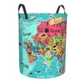 thumbnail image 2 of PAYOHTO Foldable Laundry Room Hamper Bucket Waterproof Bathroom Basket for College Student Living Room Storage Pillows Blankets Cartoon Map of Asia, 2 of 8