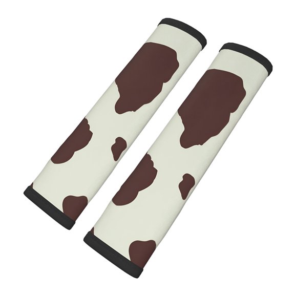MELIVO Seat Belt Covers Soft Comfortable Shoulder Strap Pads For Adults 2 Pcs Universal Car Accessories Compatible With All Cars, Backpack And Camera Bag Cow Print Brown