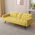 thumbnail image 4 of Sofa Bed,Convertible Couch Sleeper Home Recliner with Nail Head Trim Armrest,3 Adjustable Positions & 2 Cup Holders,72" Velvet Reversible Loveseat Folding Daybed for Small Spaces,Green, 4 of 6
