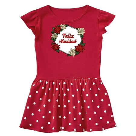 

Inktastic Feliz Navidad Poinsettia Gift Toddler Girl Dress