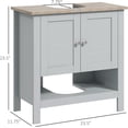 thumbnail image 3 of Pedestal Sink Storage Cabinet, Under Sink Bathroom Vanity with Adjustable Shelf and Open Bottom Shelf, Gray, 3 of 9