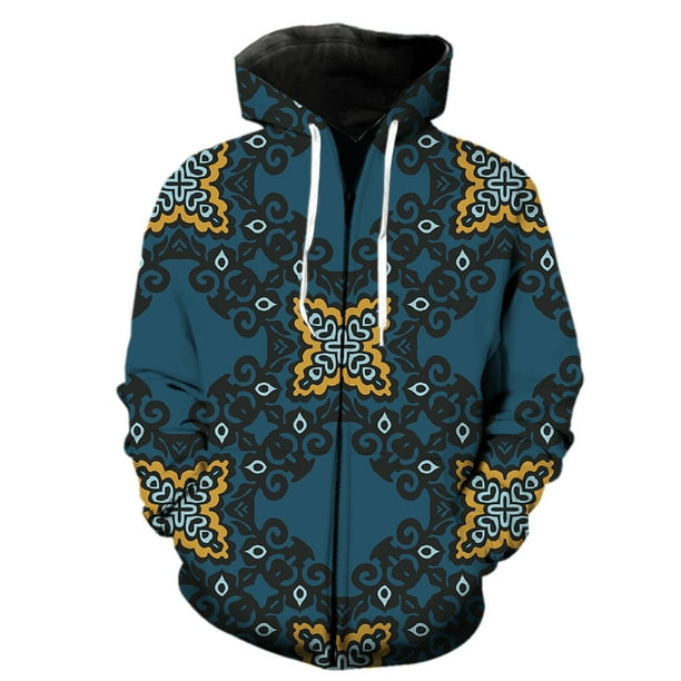 Sudadera con capucha y cremallera de manga larga para hombre, estilo nacional retro, gran oferta 2024, ropa de calle, hip hop, estampado 3D, Harajuku, unisex, informal para adolescentes