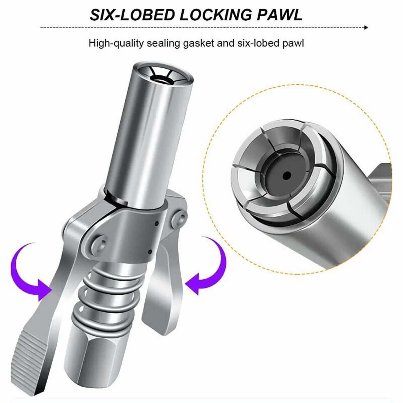 2PCS Grease Gun Coupler High-Pressure Quick Release Lock Oil Injection Nozzles