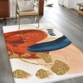 thumbnail image 4 of Area Rug for Living Room, Orange Blue Boho Non-Slip Indoor Large Carpet for Bedroom/Dining Room, Farmhouse Geometric Golden Striped Washable Low-Profile Rectangle Floor Runner Rugs - 4 x 6 Ft, 4 of 7