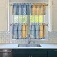 thumbnail image 3 of Blue and Yellow Block Flowers 3-Piece Kitchen Curtains Set Kitchen Curtains Sets with Valance for Windows Rod Pocket Machine Washable Kitchen Decor(54"x18"+2x27.5"x24"), 3 of 6